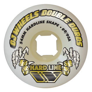 54mm Double Duro Hardline 99a/95a OJ Skateboard Wheels White