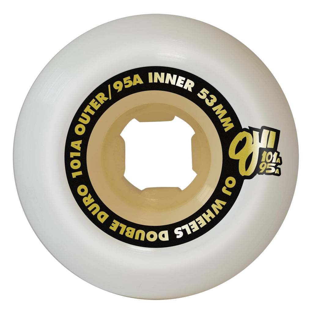 53mm /101-95A Hardline White Gum | Double Duro | OJ Skateboard Wheels