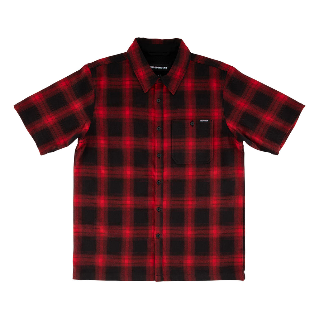 mens black and red dress shirt Independent Belmont S/S Flannel Shirt Black/Red
