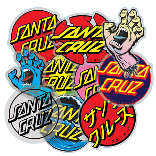 Pack of 10 Assorted 5in Santa Cruz Stickers Assorted Color