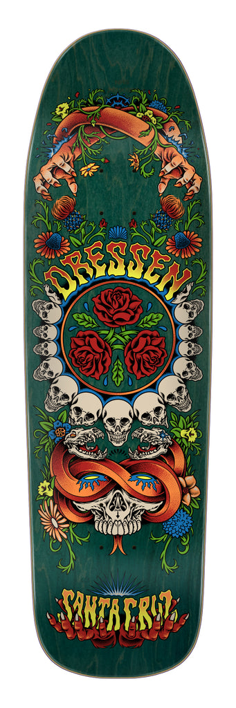 9.31in Dressen Rose Crew Three | Shaped Santa Cruz Skateboard Decks