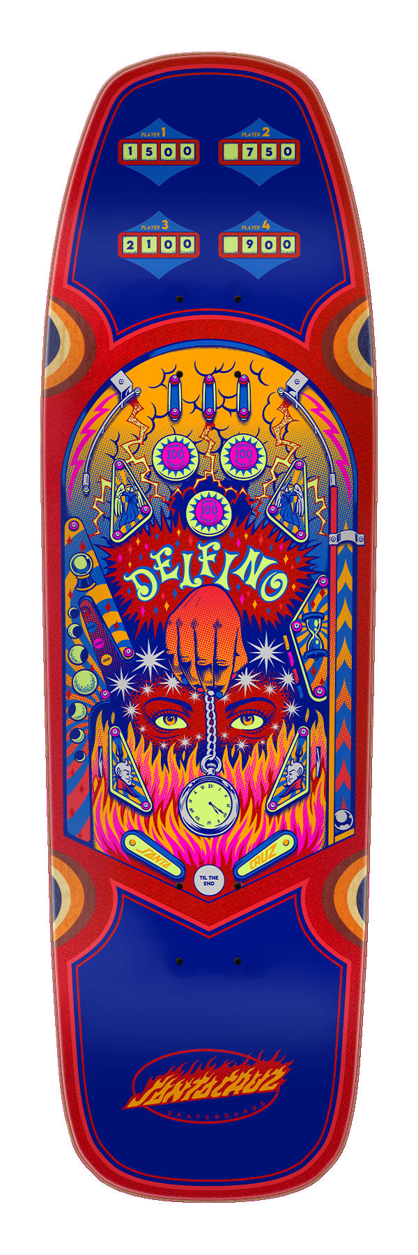 9.14in Delfino Pinball Red / Blue Deck | Shaped Skateboards