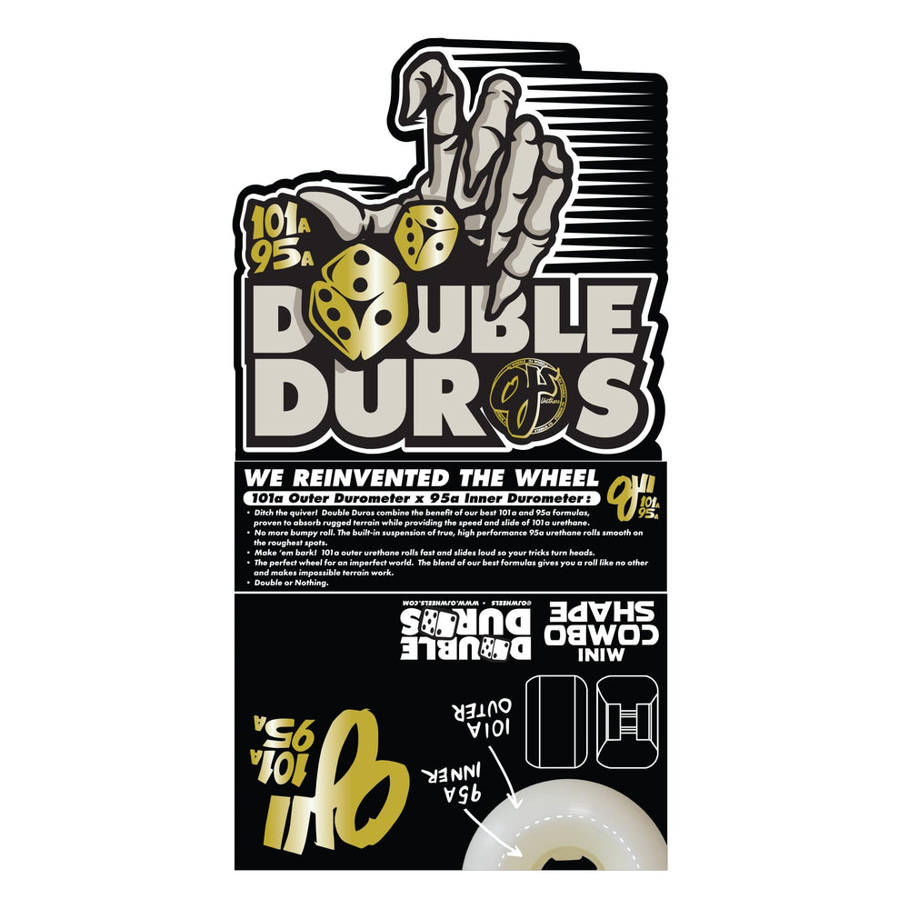 DOUBLE DUROS 95A 58mm スケートボードホイール 58mm / 99-95A Team White Gum | Double Duro | OJ Skateboard