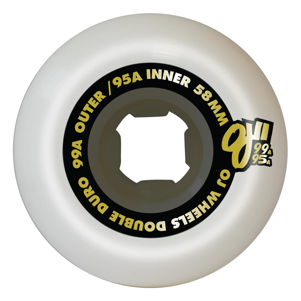 Double Duro スケートボードホイール 58mm 95A 58mm White 101a/95a Double Duro | OJ Skate Wheels