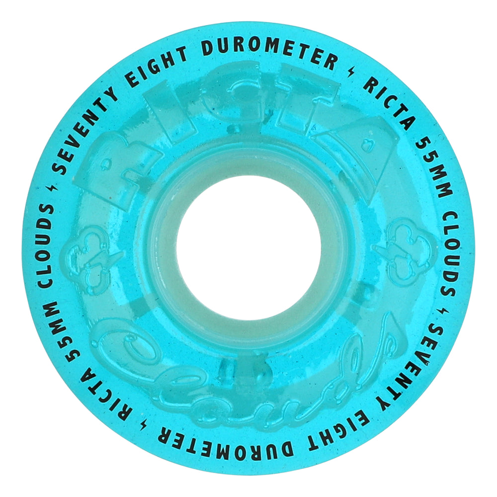 55mm Sky Blue Clouds Red 78a | Glow In The Dark | Ricta Skateboard