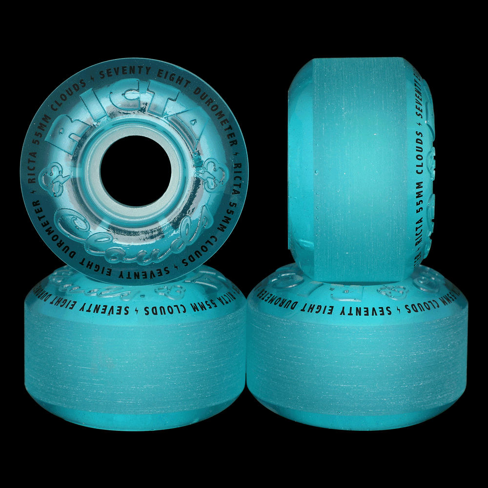 55mm Sky Blue Clouds Red 78a | Glow In The Dark | Ricta Skateboard