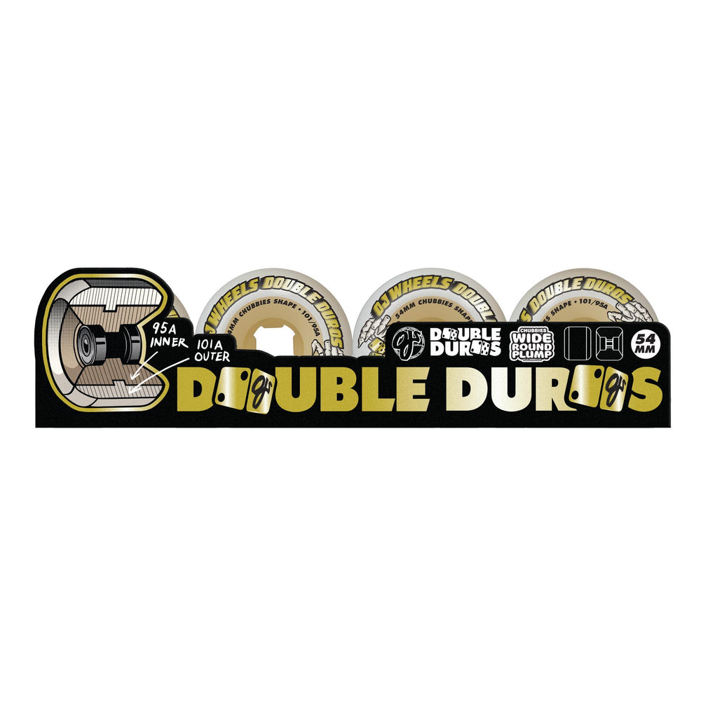 54mm /101-95A Chubbies White Gum | Double Duro | OJ Skateboard Wheels