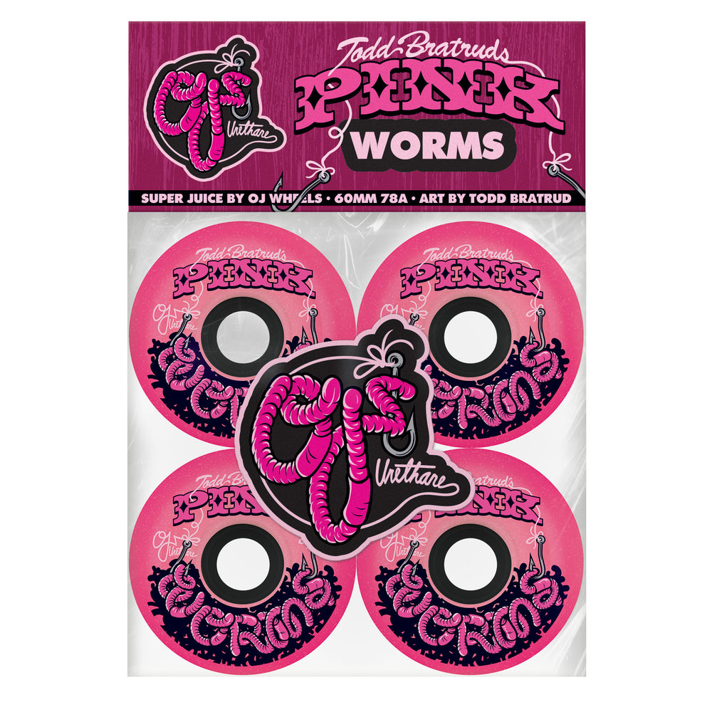 【桃色蜘蛛】ホイール 2本 ② 60mm - 78a Pink Worms Super Juice | Soft Wheels | OJ Skate Wheels