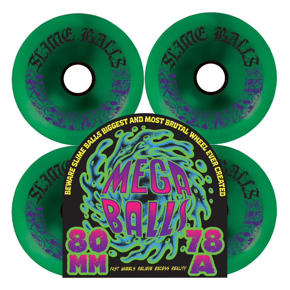 【メロンソーダ】have fun garage PLATE SET 80mm Mega Balls 78a Metallic Green | Oversized Skateboard Wheels