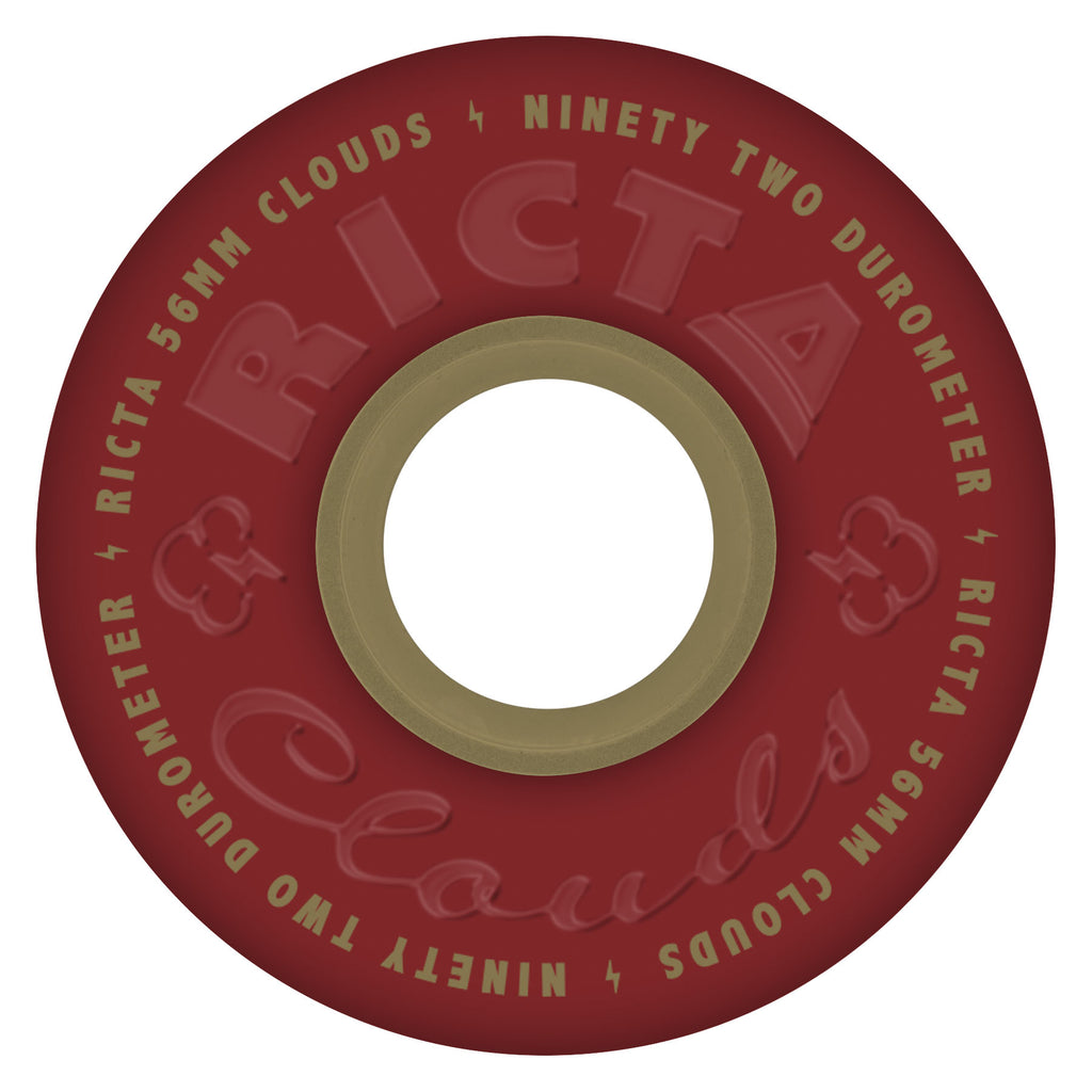 56mm Clouds Maroon Gold 92a | Ricta Skateboard Wheels