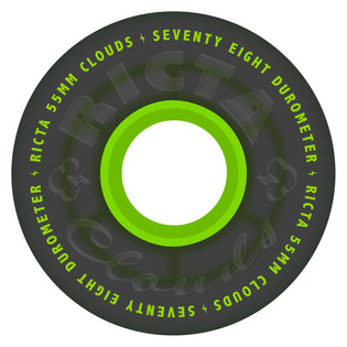 55mm Clouds Transparent Black/Green 78a Ricta Skateboard Wheels Transparent Black