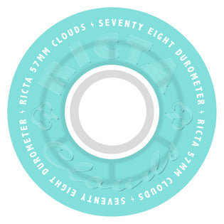 57mm Clouds Transparent Aqua/White 78a Ricta Skateboard Wheels Transparent Aqua