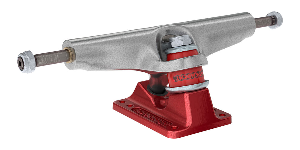 BLOCKHEAD MOTORS ビンテージバギースケートデッキ（レッド） Stage 4 Silver / Ano Red Bar Logo | Hollow Trucks | Independent