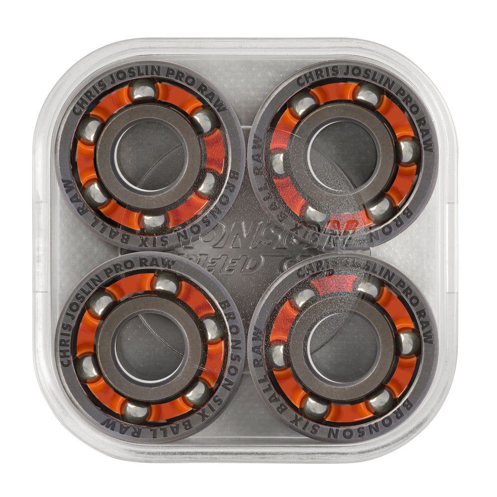 6 Ball Raw Shieldless Skateboard Bearings| Chris Joslin | Bronson
