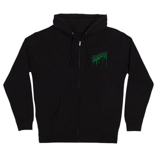 Logo Outline Drip Mens Creature Zip Hoodie Black