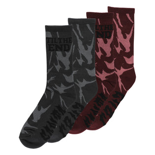 TTE Messenger Crew Mens Santa Cruz Socks X2 Pairs Smoke Black/Wine