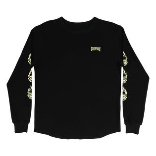 Bonehead Waffle Thermal Mens Creature Longsleeve T-Shirt Black