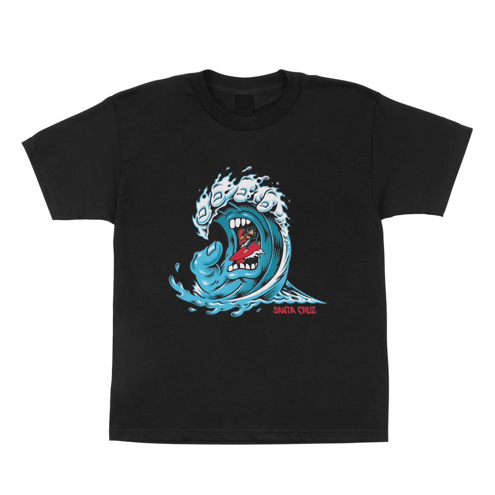 Screaming Wave Front Youth Santa Cruz T-Shirt Black S