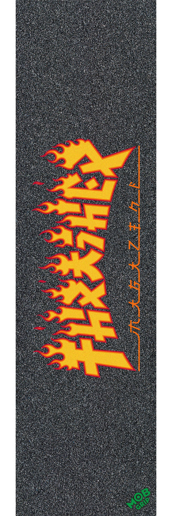 Bande Antidérapante Pour Skateboard Mob Grip X Thrasher - Motif Flammes Jaunes Et Oranges, Dimensions 22,9 X 83,8 Cm - 1