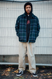 Hideout Zip Brushed Plaid Santa Cruz Mens Jacket Navy/Blue/Grey Check