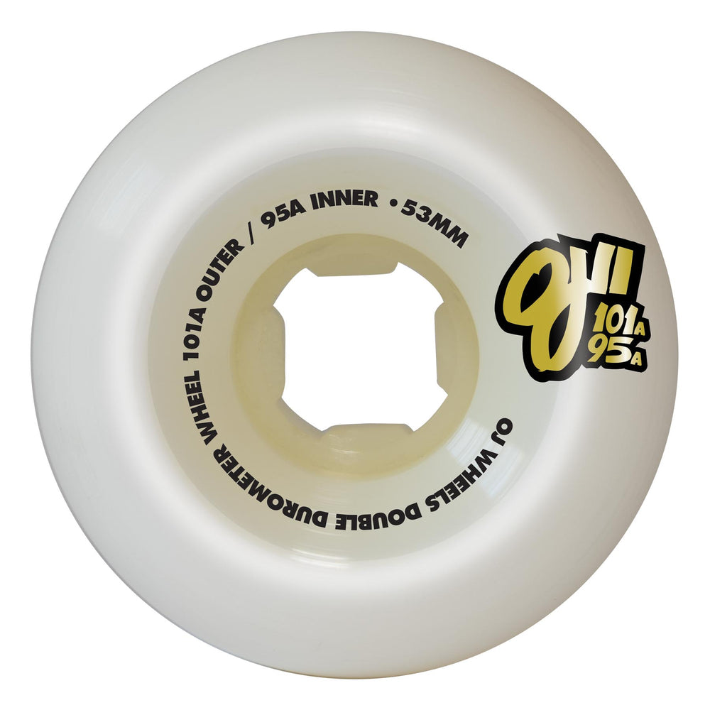 53mm- 101a/95a Team White | Double Duro | OJ Skateboard Wheels
