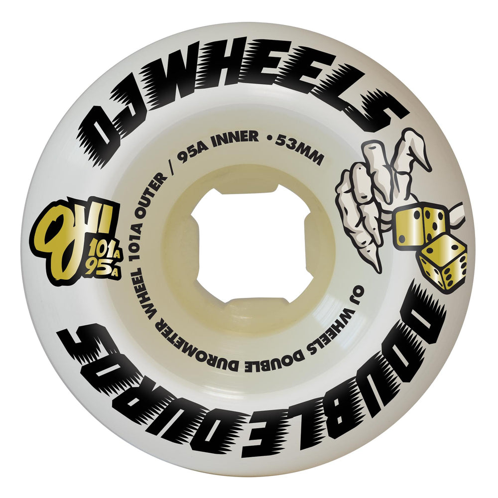 53mm- 101a/95a Team White | Double Duro | OJ Skateboard Wheels