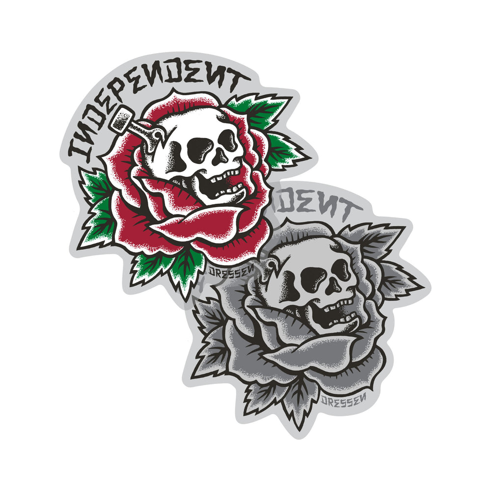 Dressen Skull Rose 4in X25 | Independent Skate Stickers