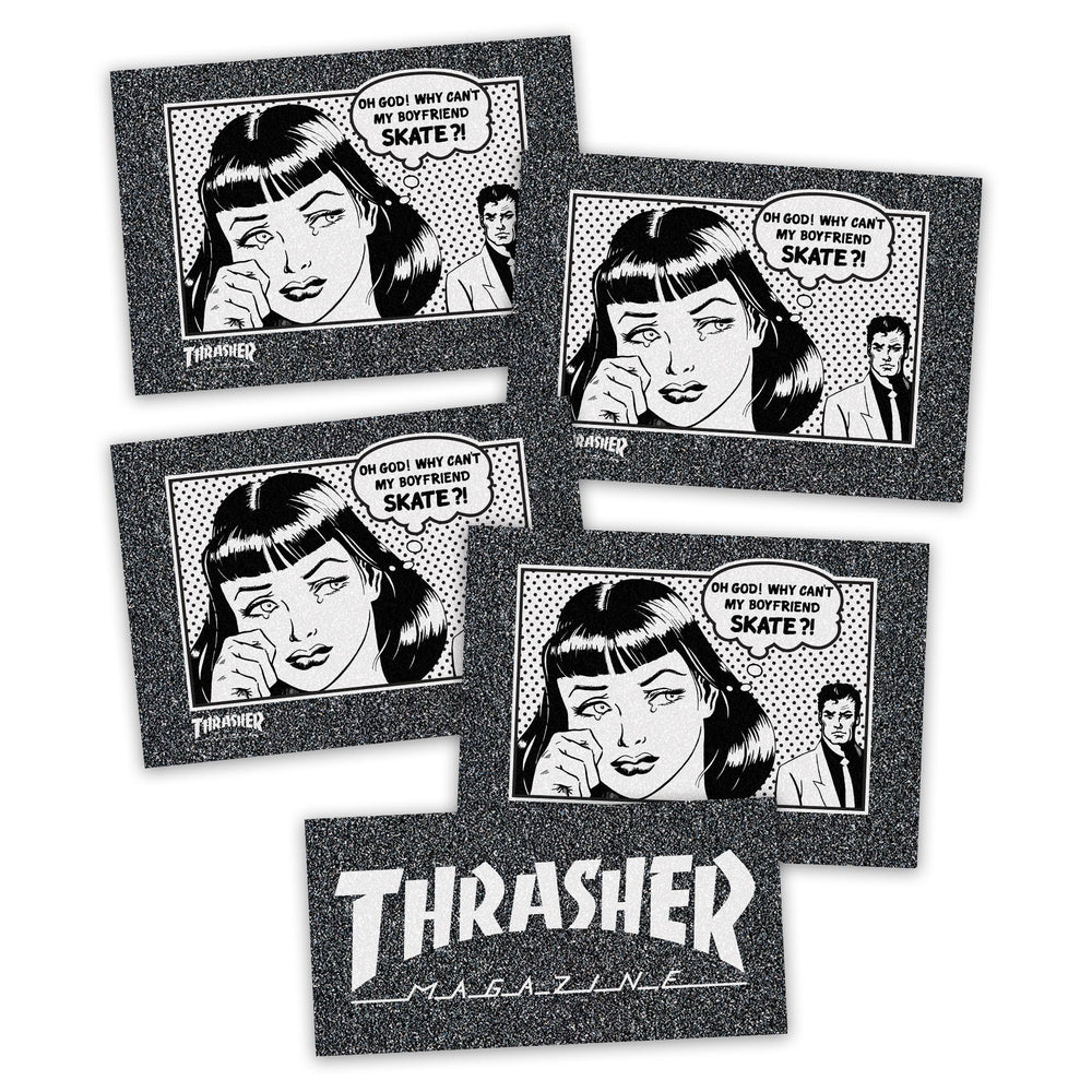 T-shirt Thrasher Medium Occasion - Motif "My Boyfriend Can’t Skate", Manches Courtes En Coton Blanc