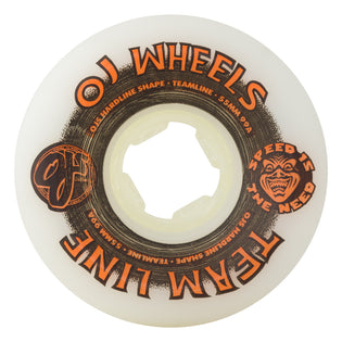 55mm Team Line Original White Black/Orange Hardline 99a OJ Skateboard Wheels White
