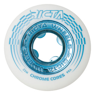 53mm Chrome Core Teal 99a Ricta Skateboard Wheels White